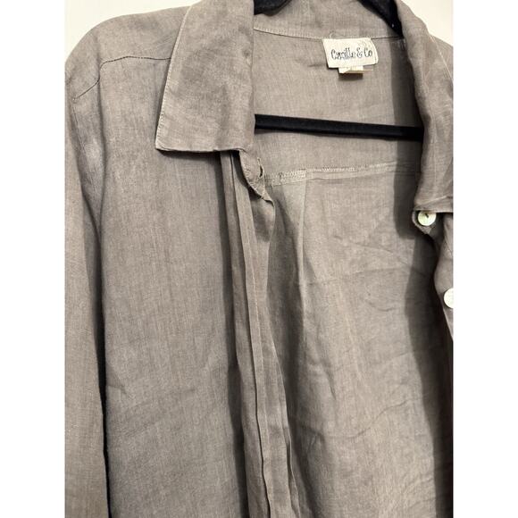Camille And Co. Linen Tunic Green Gray Button 100% Linen medium - Picture 3 of 9